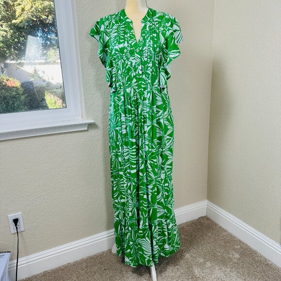 Maeve Dresses & Skirts - Anthropologie Maeve Dress Women's XS The Cassandra Butterfly Maxi Green Pleated